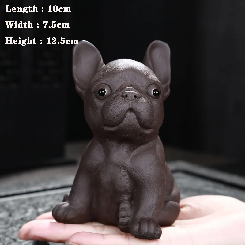 Purple Clay Dog Ceramic Animal Figurines Zisha Tea Pet Little Bulldog Crafts Household Office Tea Accessories Decoration Tea Toy