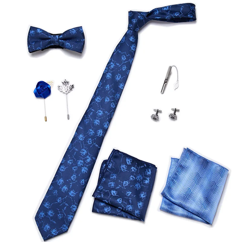 Herren-Krawatten-Set, luxuriöse Geschenkbox, Seidenkrawatte, Krawatten-Set, 8-teilig, innenverpackt, festliches Geschenk, Krawatte, Einstecktücher, Urlaubsgeschenk für Männer – Detail 8