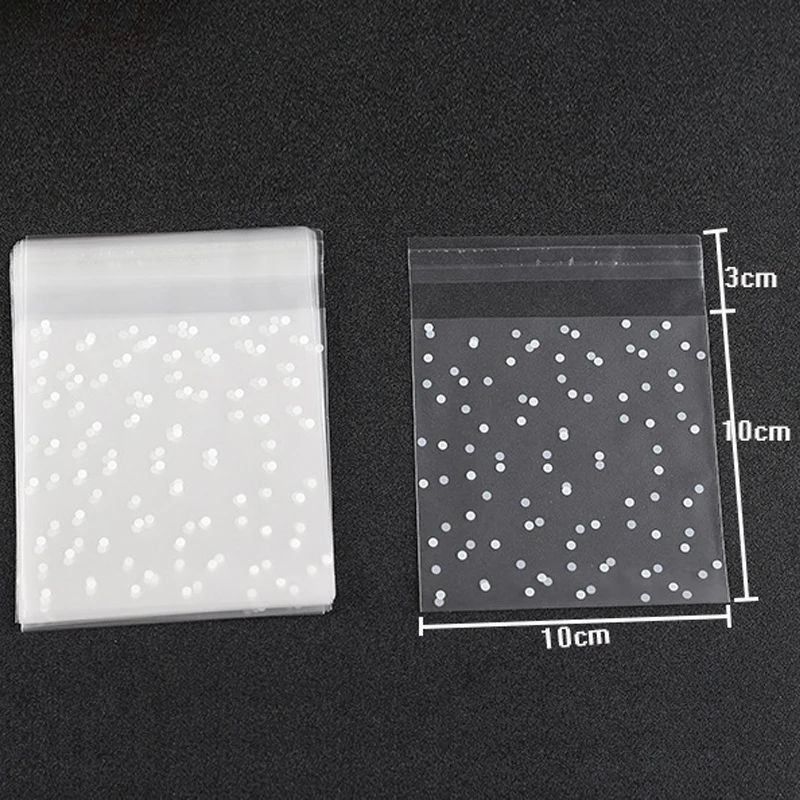 100 teile/los Transluzenten Punkte Kunststoff Cookie Verpackung Taschen Cupcake Wrapper Selbst Klebe Taschen Geburtstag Party Hochzeit Dekorationen – Detail 8