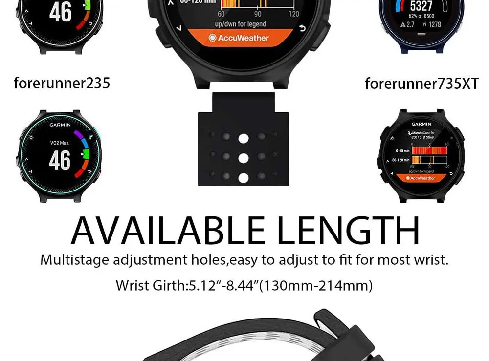 Watch Strap for Garmin Forerunner 235 230 620 630 735XT 235Lite Watchband Smartwatch Band Silicone Breathable Bracelet