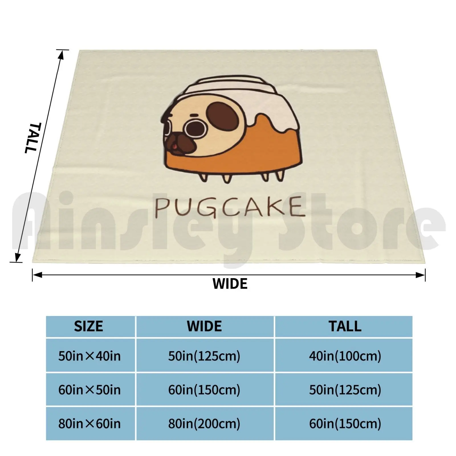 Pugcake Blanket Fashion Custom Potato Tato Tater Puppy Puggle Dog Pug Spud Pugy Bulldog Boxer Silly