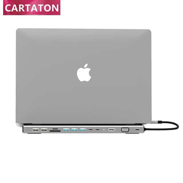 الأعلى مبيعًا قارئ بطاقات SD عالي الدقة 4K نوع c 14 في 1 مع موزع usb c Hub PD لشحن Macbook Pro ethernet usb c hub