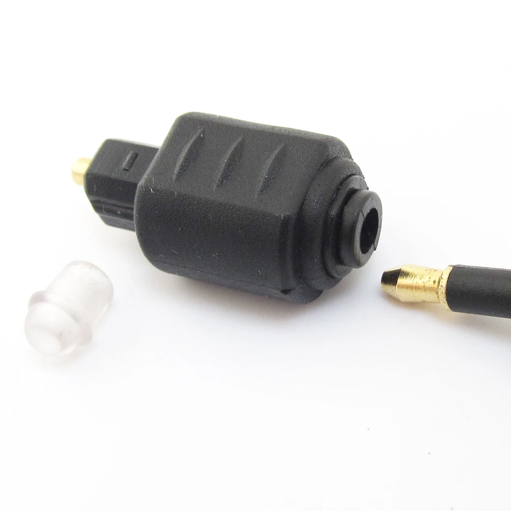 1pc Fiber Optic Adaptor Black Gold Plated Toslink to 3.5mm Female Jack Adapter