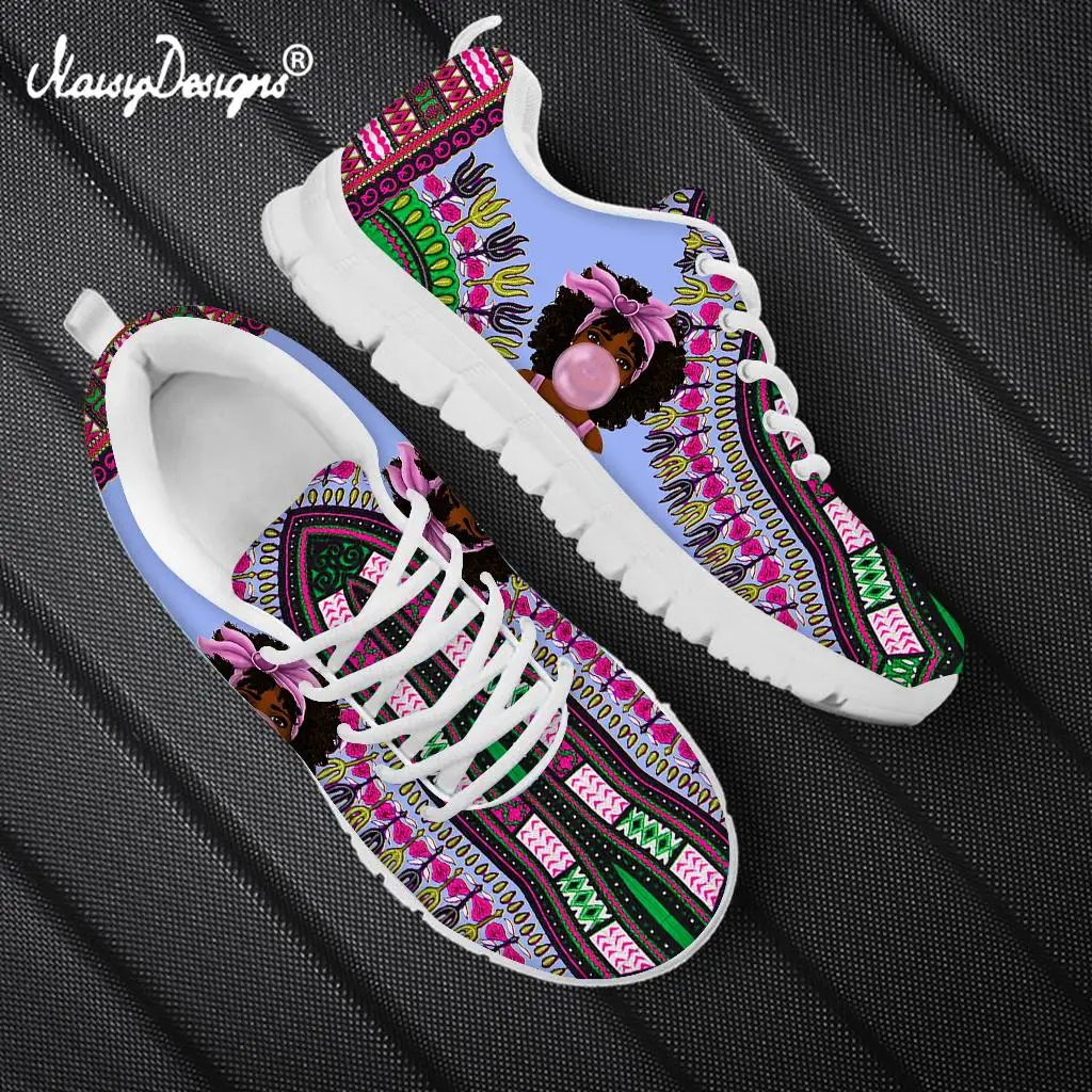 

Noisydesigns Women Sneakers Shoes Woman Flats Black Girl Tribe Floral Pattern Brand Ladies Light Knit Comfort Walking Shoes 2021