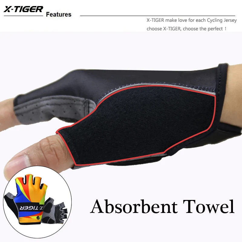 X-TIGER ขี่จักรยานถุงมือ3D GEL Pad ถุงมือกีฬา Half Finger MTB จักรยานถุงมือ Luvas Bicicleta Para Ciclismo Mountain จักรยานถุงมือ