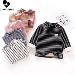 New 2020 Autumn Winter Boys Girls Kids Striped Sweatshirt T Shirt Children Baby Turtleneck Long Sleeve Warm T-shirts Clothing