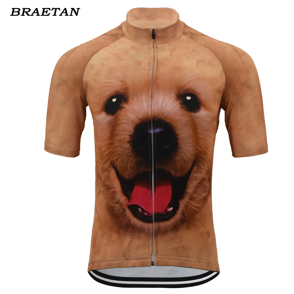 Golden Retrieve dog cycling jersey Smiley men short sleeve bike clothing funny cycling wear jersey bicycle clothes braetan