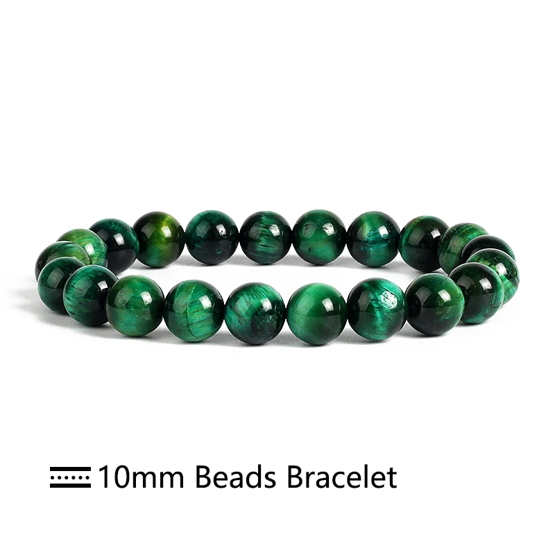 Lightning Royal Green Tiger Eye Bracelet Men 6-12mm Natural Energy Stone Beads Reiki Healing Bracelets for Women Jewelry Pulsera