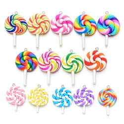 10Pcs Cute Lollipop Charms Pendants DIY Jewelry Making Bracelets Necklace Earring Key Chain Candy Colorful Charm Handmade