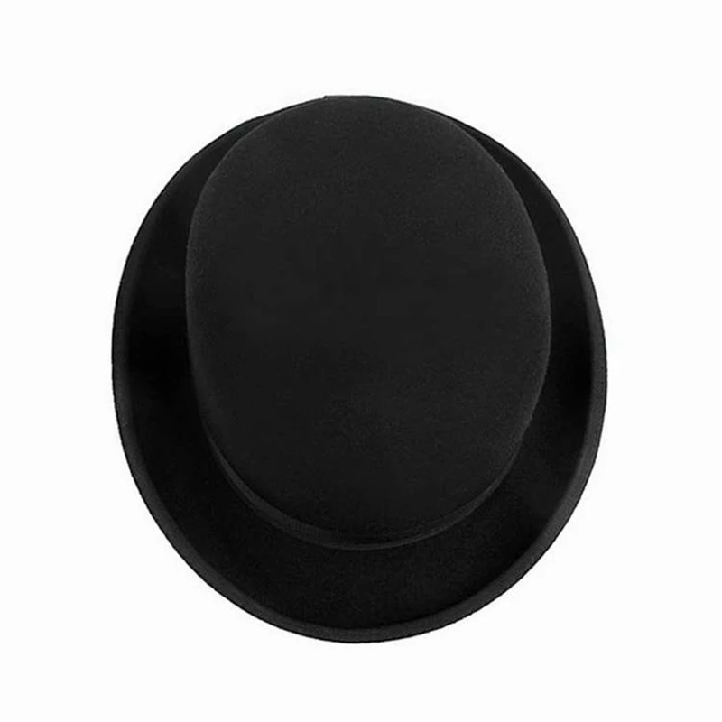 Wool Bowler Hat luxury felt billycock hats for men with belt rolled brim casquette men\'s cap