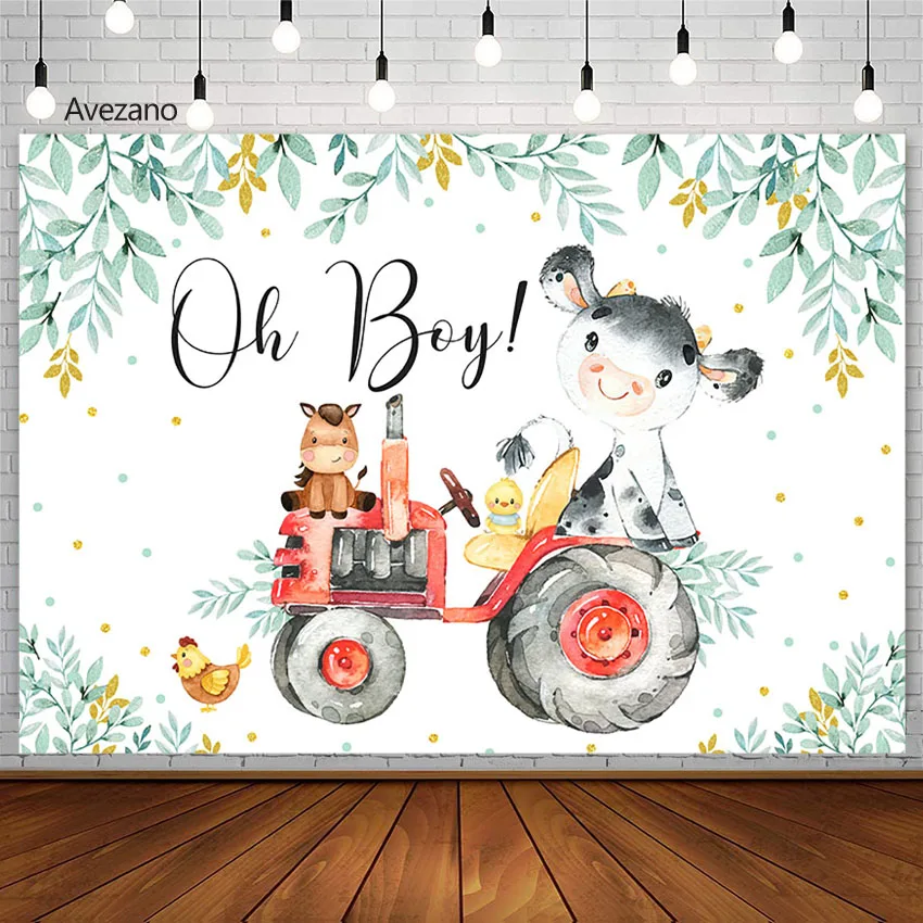 Avezano Junge Geburtstag Fotografie Hintergrund Baby Dusche Grünland Lkw Tiere Partei Banner Kulissen Foto Studio Photozone