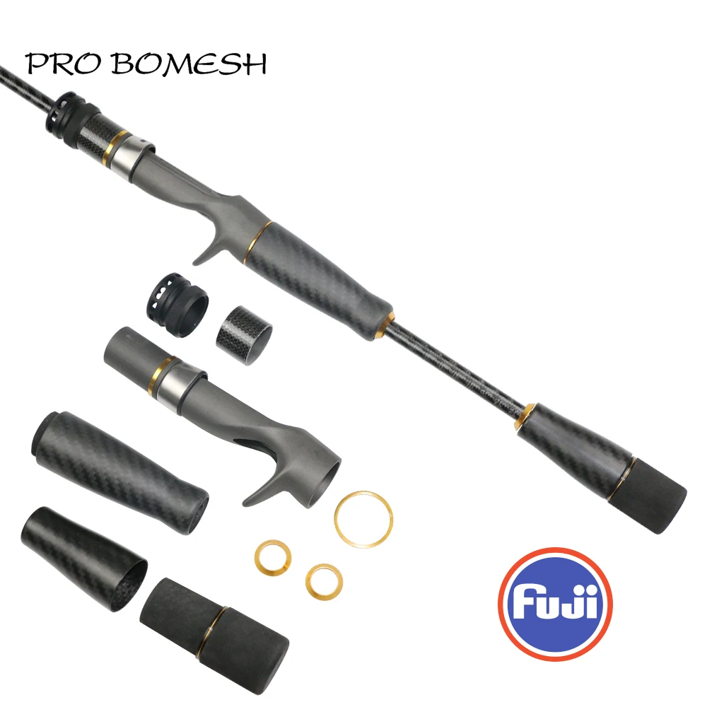 Pro Bomesh 1Set Fuji ACS ECS Reel Seat Carbon Fiber Split Grip Butt Grip Casting Handle Kit DIY Fishing Rod Accessory