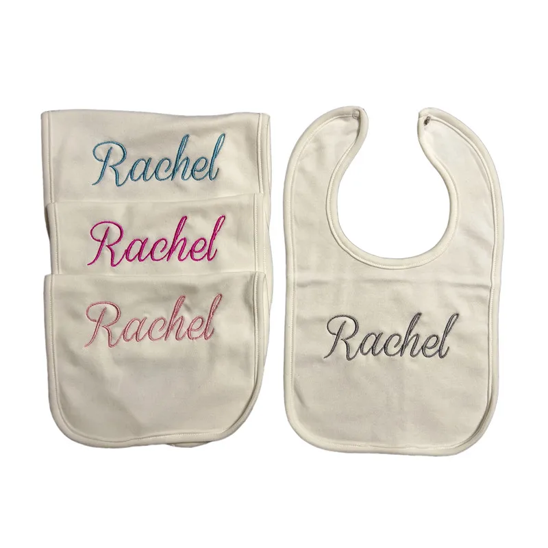 Name Personalised Baby bib 100% cotton White Plain Newborn Baby Saliva Bib Funny Birthday Gift For Baby Anniversary shower gift