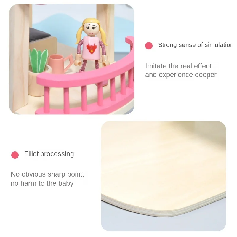 Wooden Portable Princess Doll House Baby Play House Children'S Educational Interactive Furniture Toy House Decoration Doll LC002