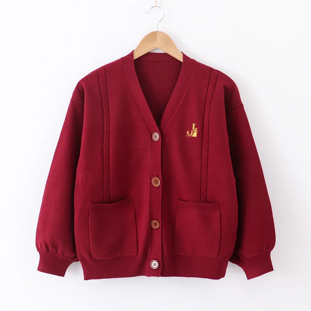 Maglione scuola giapponese primavera autunno scollo a v maglione lavorato a maglia in cotone College Style JK Uniform Cardigan 9 colori Student Girls Cosplay