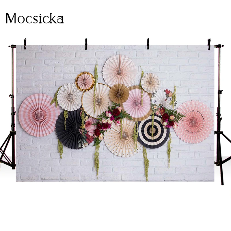 Mocsicka Spring Photography Background Oil Paper Umbrella Brick Wall Decoration Props Net Red Punch Photo Backdrop Studio