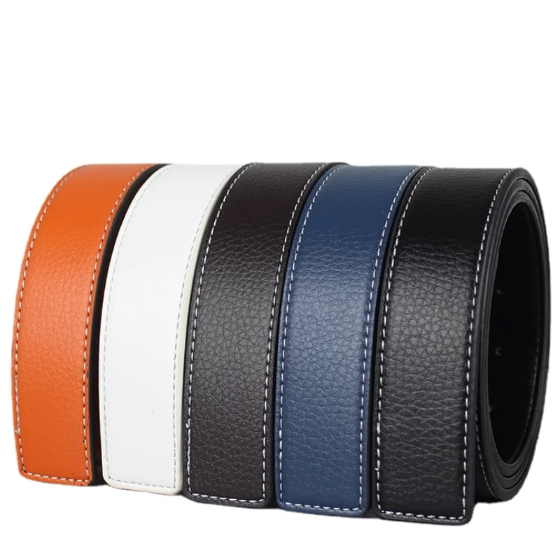 New Luxury Brand Belts for Men High Quality Pin Buckle Male Strap Genuine Leather Waistband Ceinture Men\'s No Buckle 3.3cm Belt