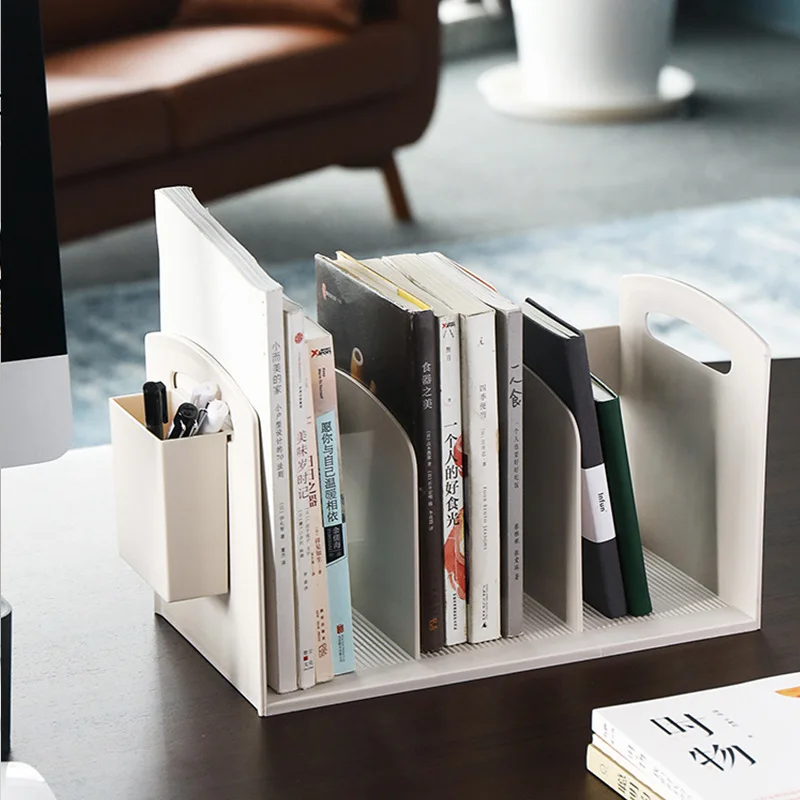 

Bookshelf Desktop White Simple Separation Creative Bedside Table Book Standing Desk Partition Shelves File Book Storage