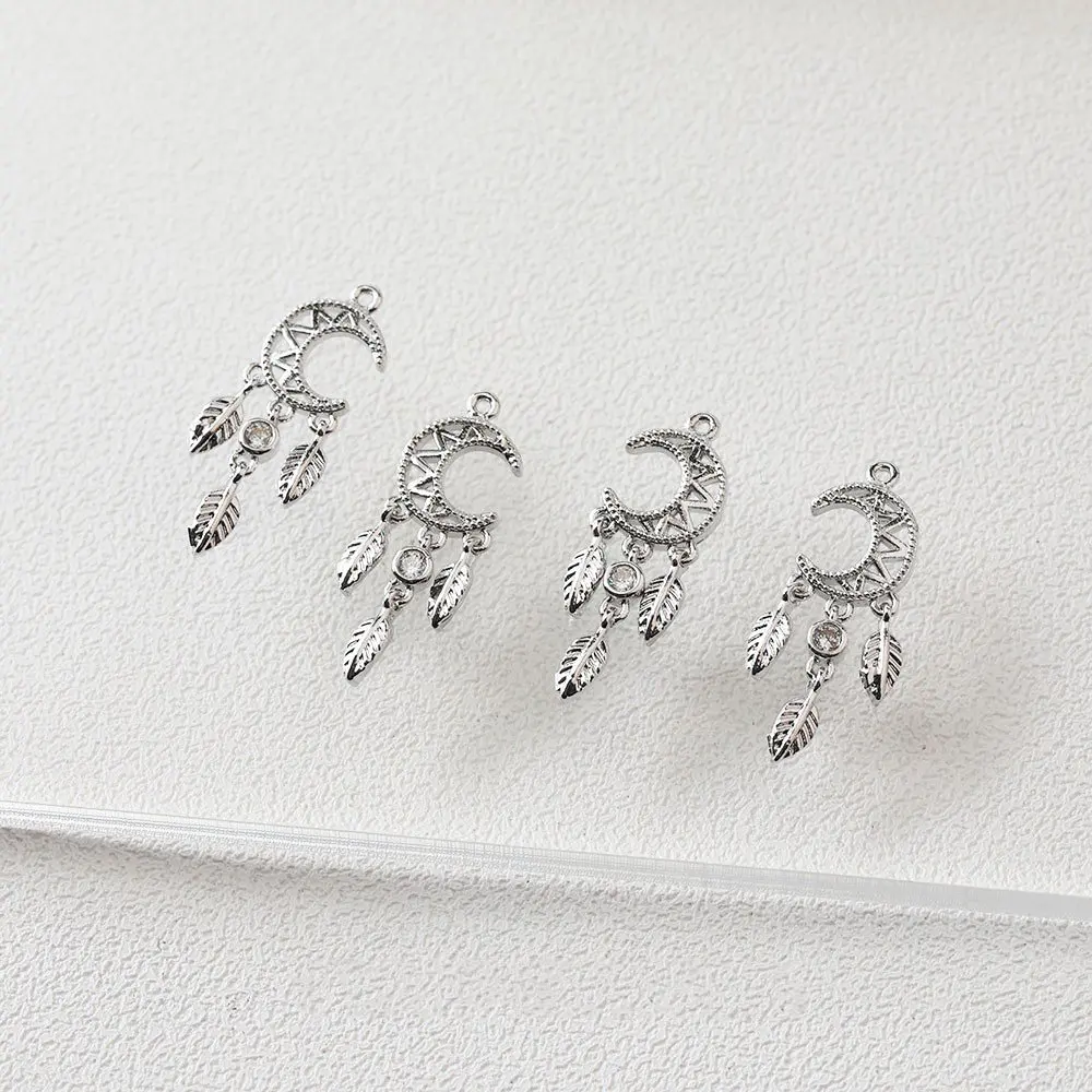 4PCS การออกแบบดวงจันทร์รูปจี้ Eardrop สำหรับผลการค้นหาเครื่องประดับ Rhinestone DIY มือทำทองแดง14K Gold Plated อุปกรณ์เสริม