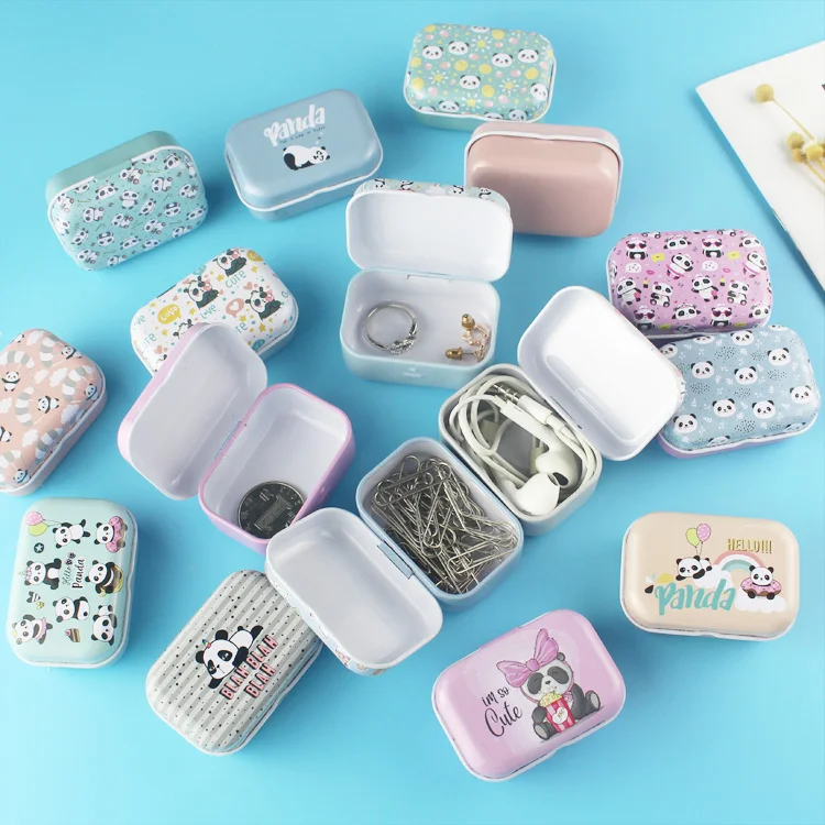 32Pcs(1 Box)  Panda Mini Tin Metal Cover Box Sealed Jar Packing Box Jewelry Candy  Storage Cans Coin Earrings Headphones Box