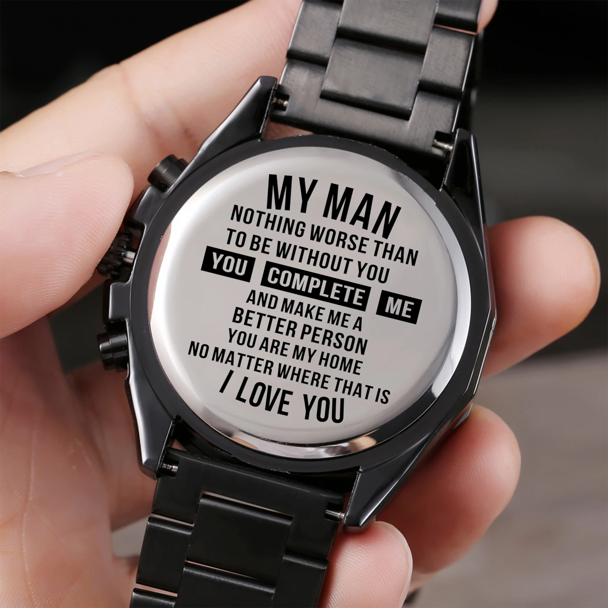 

To My Man Engraved Watches Custom Wood Watch Engrave Ebony Leather Handsome Gift Anniversary Groosman Gifts Christmas presents