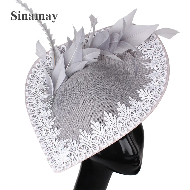 

Formal Dress Kenducky Derby Big Fascinator Hat Headband For Elegant Women Wedding Headpiece Fancy Feather Party Hair Accessories