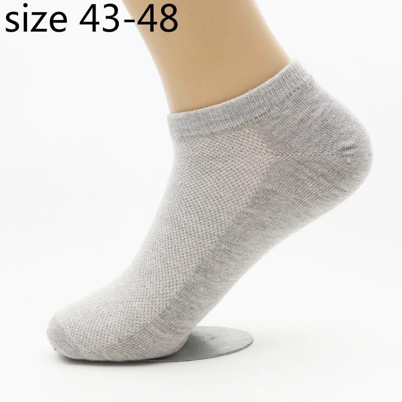 Oversized Men Socks 5pair Thin Mesh Ventilation Summer Combed Cotton Boneless Sport Breathable Sports Solid White Black 43-48