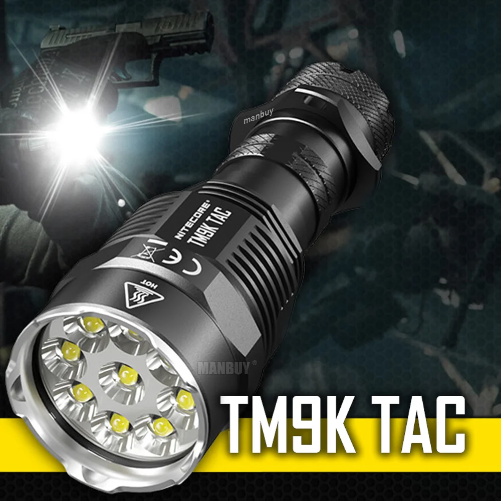 2024 Nitecore TM9KTAC 9800 Lumens Super Bright Torch Spotlight Handheld Tactical Flashlight TYPE-C Rechargeable +5000mAh Battery