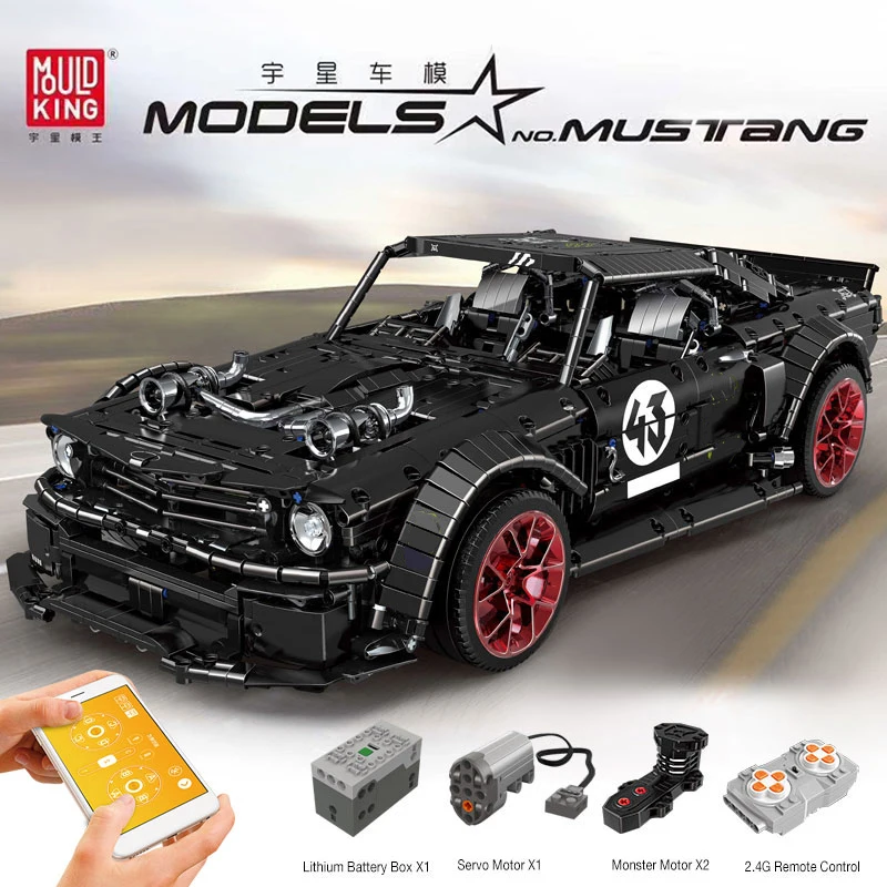 In Stock Mould King 13108 Ford Mustang Hoonicorn Racing Car Tech MOC-22970 FIT 20102 23009 Building Block Bricks Toys Kids Gifts