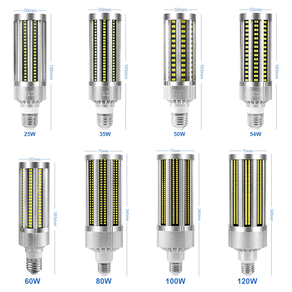 220V LED Light Bulb Corn Lamp E27 Candle Luminaria Led Warehouse Factory Lighting Street Lamp 25W 35W 50W 54W 60W 80W 100W 120W