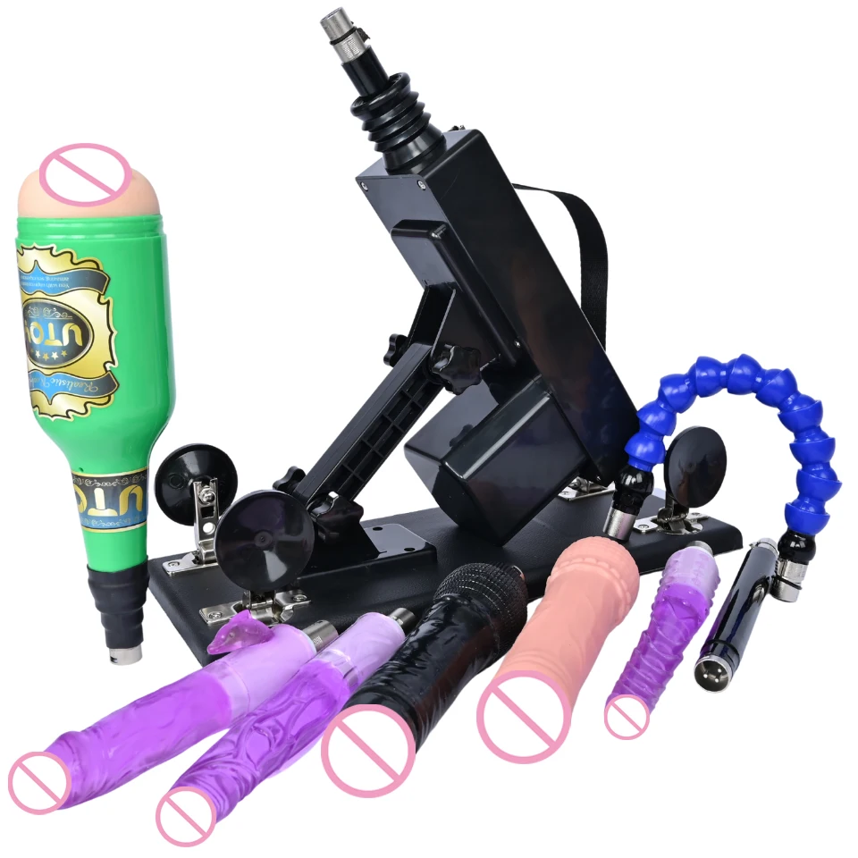 

ROUGH BEAST Sex Machine Male Masturbation Pumping Gun with Dildos,3XLR Attachments ,Vibrator Adjustable Speed Machine for Couple