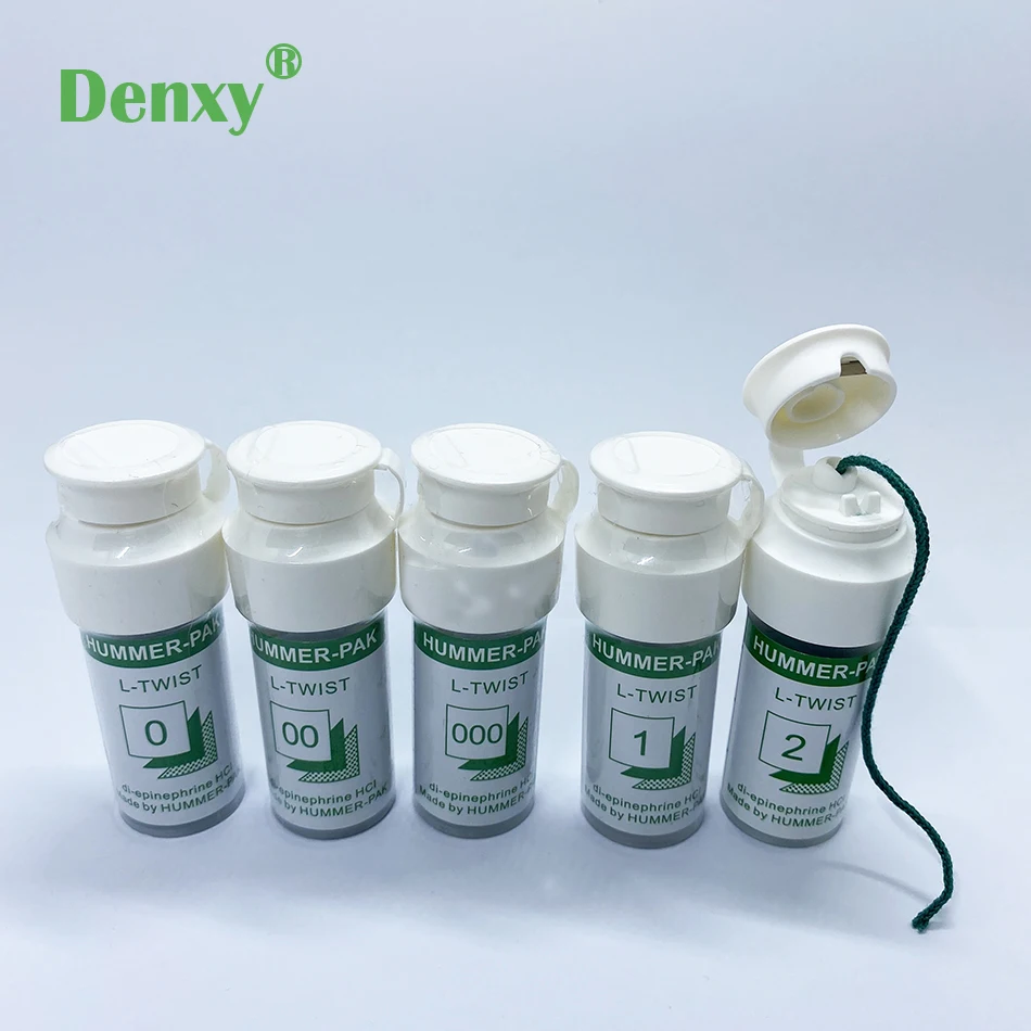 Denxy-cordón de retracción Dental de alta calidad, hilo Dental desechable, cordón de algodón de punto, cuidado bucal, 5 botellas