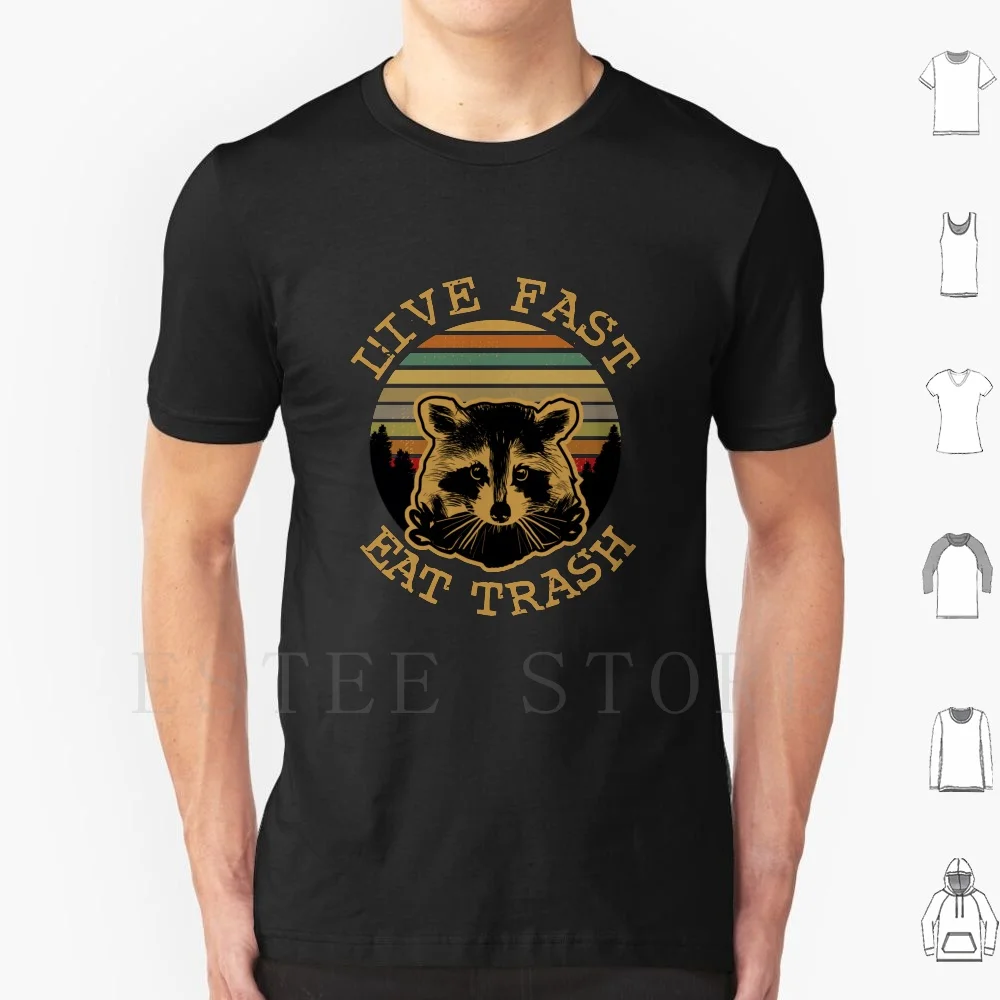 Camiseta Live Fast Eat Trash de algodón para hombre 6xl mapache Eat Trash Trash Panda Live Fast Racoon Vintage mapache cohete mapache