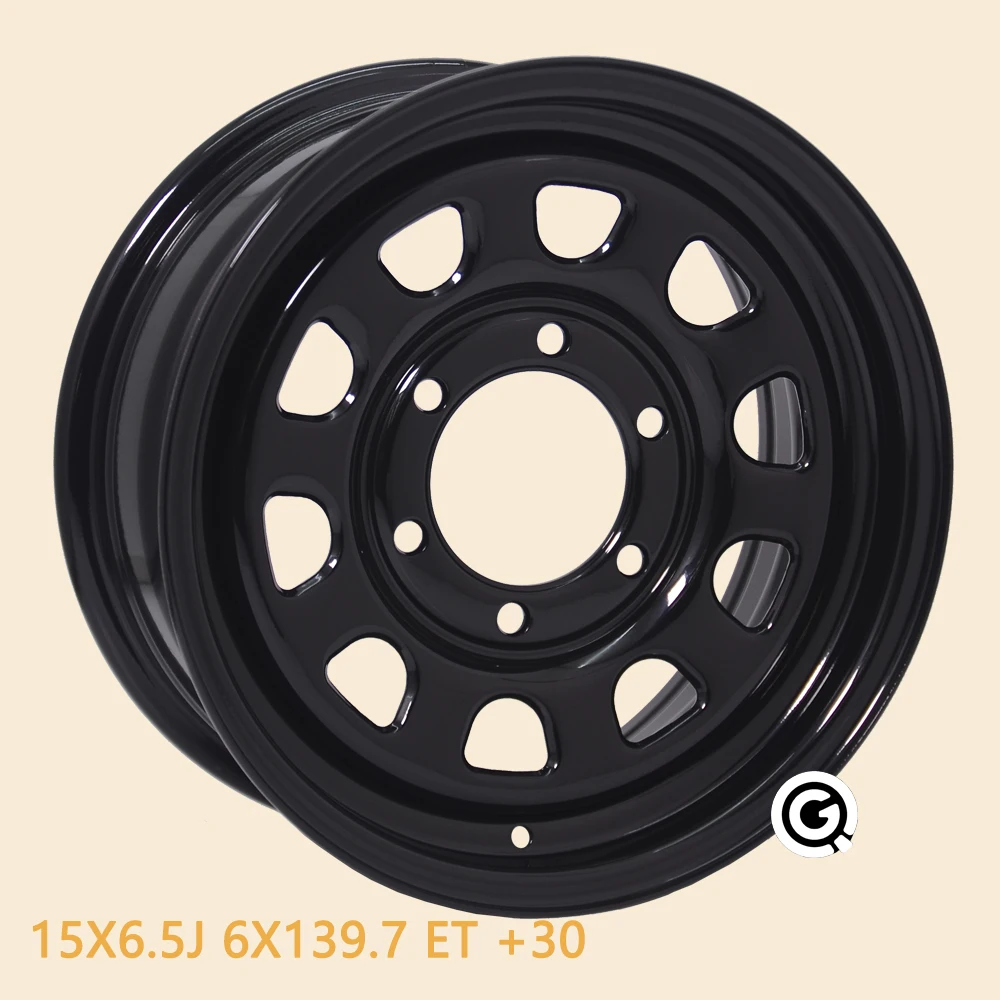 15inch 6.5J Hiace Rim Customized Steel Wheel Black Finish 6X139.7 Offset30 for Vehicle Accessories