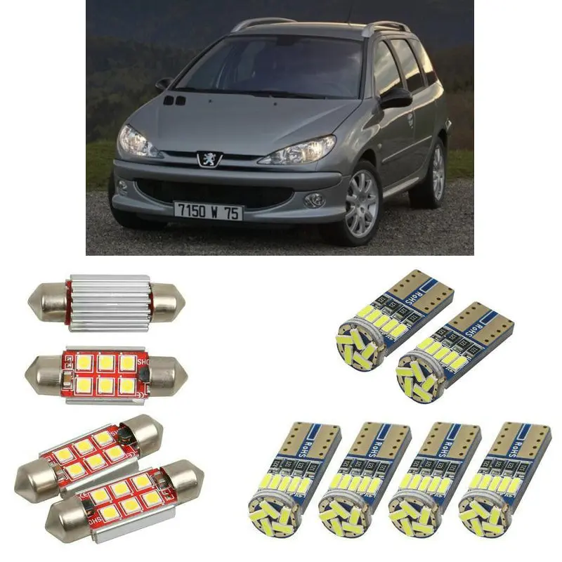 super bright Interior led Car lights For peugeot 206 sw 2ek estate 206 van box car boot light License Plate Light