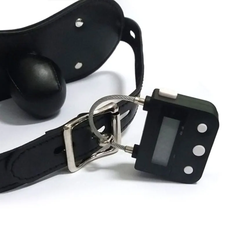 شحن قفل توقيت ل BDSM عبودية أصفاد الفم الكمامة المكونات العفة قفص سراويل الوثن الوقت التبديل العفة قفل ألعاب الجنس #4