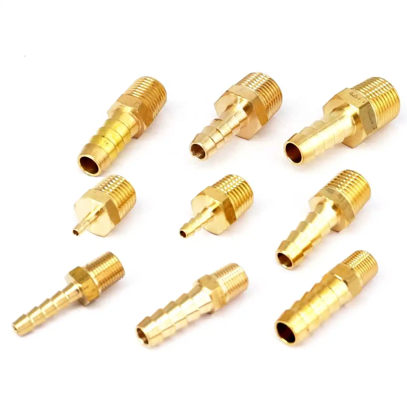 

LOT 2 Fit Tube I.D 1/8" 3/16" 1/4" 5/16" 3/8"- NPT Male Hex Brass Fitting Joint Copper Adapter