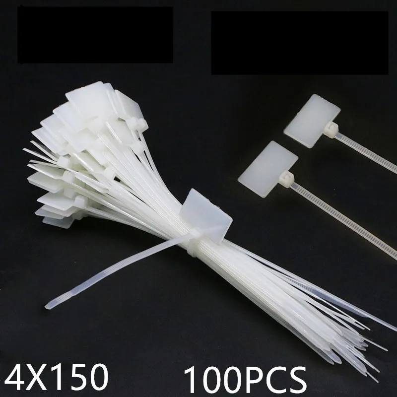 100Pcs Zip Ties Write Wire Power Cable Label Mark Tag Nylon Self-Locking Tie Network Cable Marker Cord Wire Strap Zip