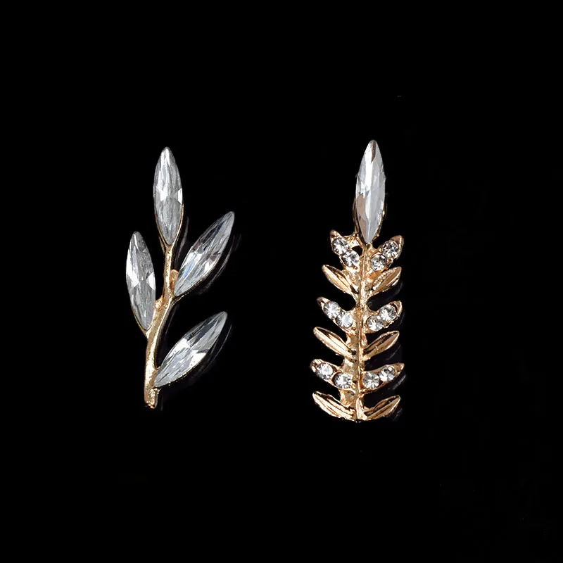 2019New 100Pcs Reed Bamboo Rhinestones Branch Leaves Button for DIY Hair Accessories and Wedding Bridal Decoration HZ417-HZ418