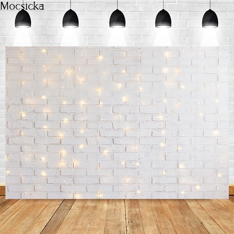Mocsicka Photography Background White Brick Wall Decoration Props Can Be Used For Valentine's Day Photo Backdrop Banner