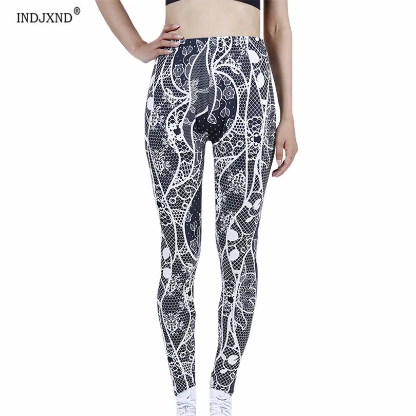 

INDJXND Sport Leggings Women Yoga Pants Workout Fitness Clothing Jogging Running Gym Tights Stretch Floral Love Print Sportswear