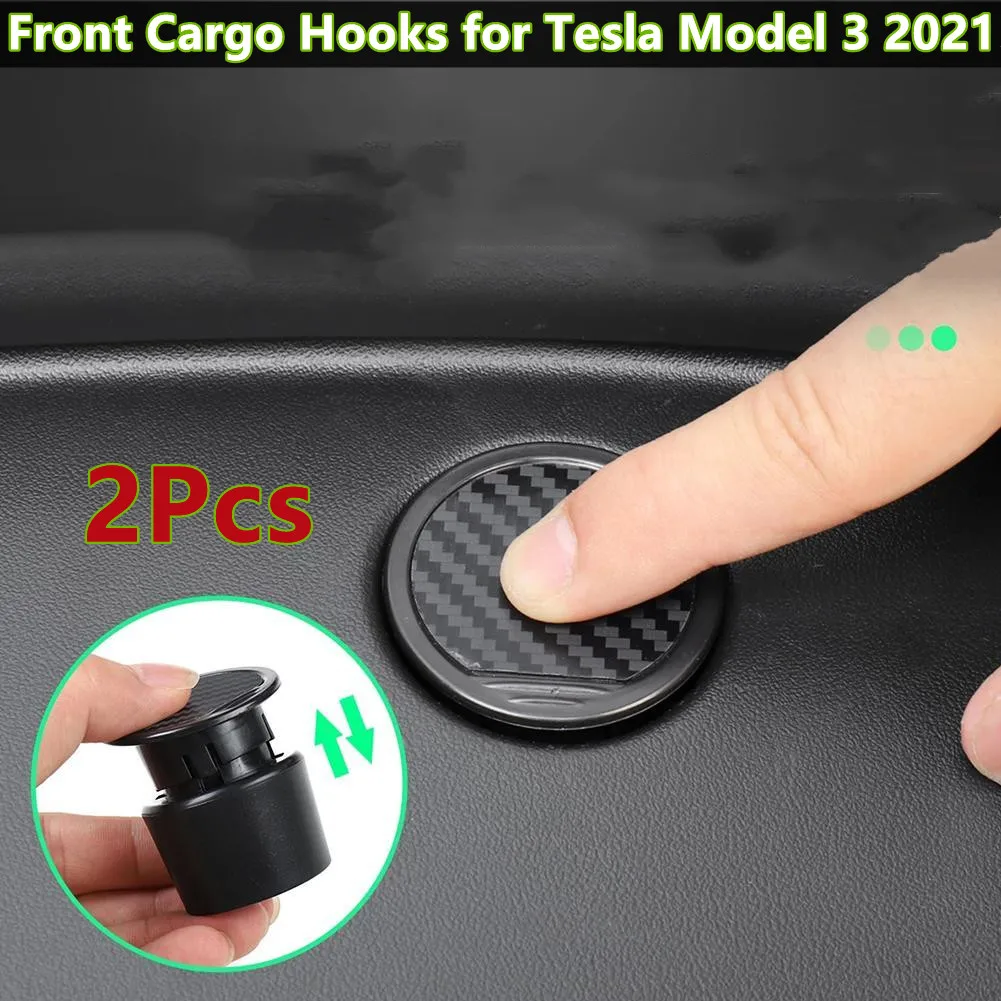 2Pcs Car Functional Interior Spare Box Organize Front Frunk Box Hidden Hooks for Tesla Model 3 2021