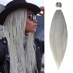 LIHUI  Synthetic Hair Ombre Pre Stretched Braiding Hair S For Braids Wholesale Easy Silver Hair Yaki Texture Hot Water Set