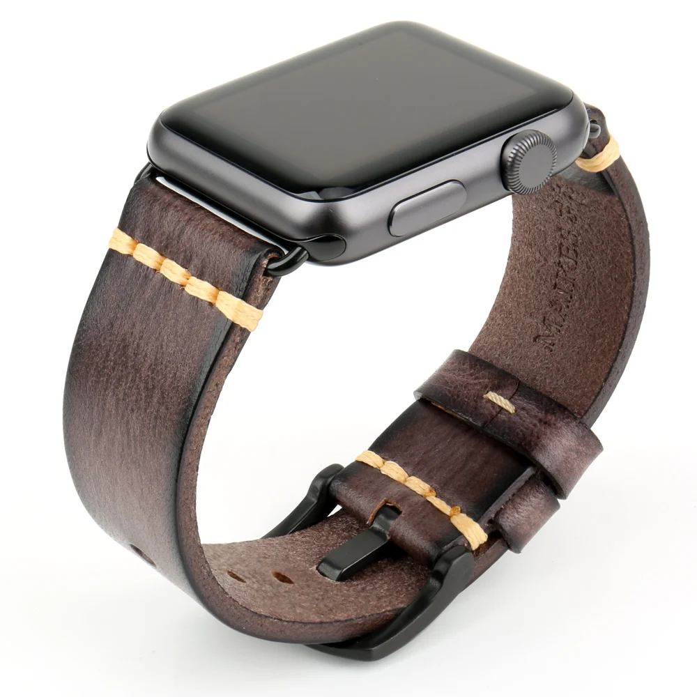 Handmade Leather Watch Strap For Apple Watch Band 45mm 41mm 44mm 40mm 42m 38mm Series 7 6 SE 5 4 3 iWatch Watchband