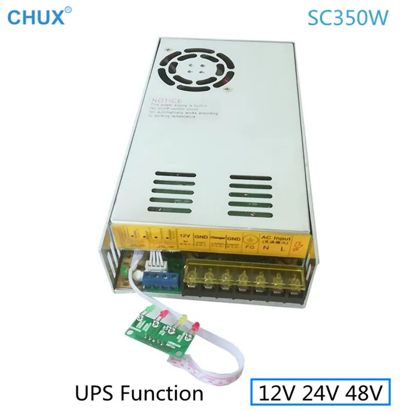 

CHUX UPS 350W 12V 30A 48V Switching Power Supply 24V 15A SC350W For Security Monitoring Camera 13.8v UPC Battery Charge SMPS