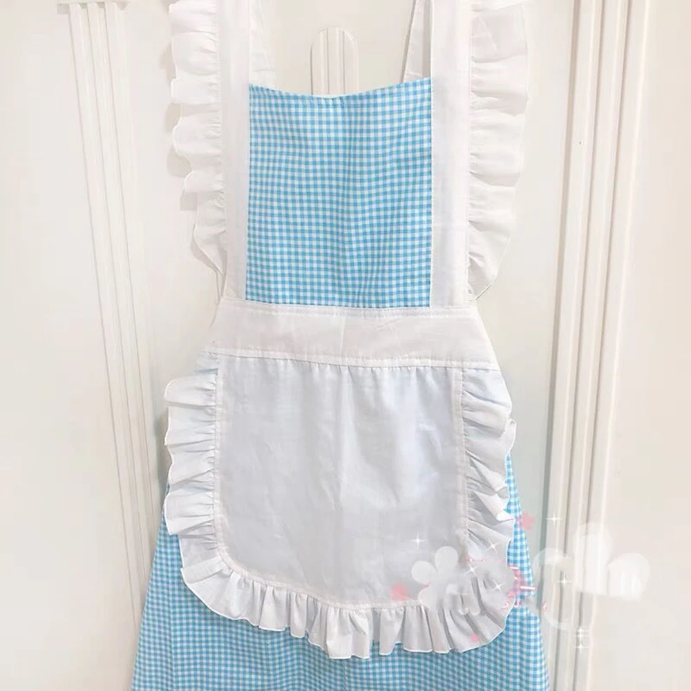 Retro Apron for Women, Super Cute and Funny, Bowknot with Pocket, Adjustable Cotton Lattice, Delicate Hemline, Cooking Aprons, N