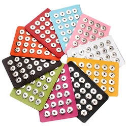 Hot Snap Button Jewelry Black Genuine Leather 18MM &12MM Snap Button Display For 24pcs & 30pcs DIY Jewelry Soft Displays Holder