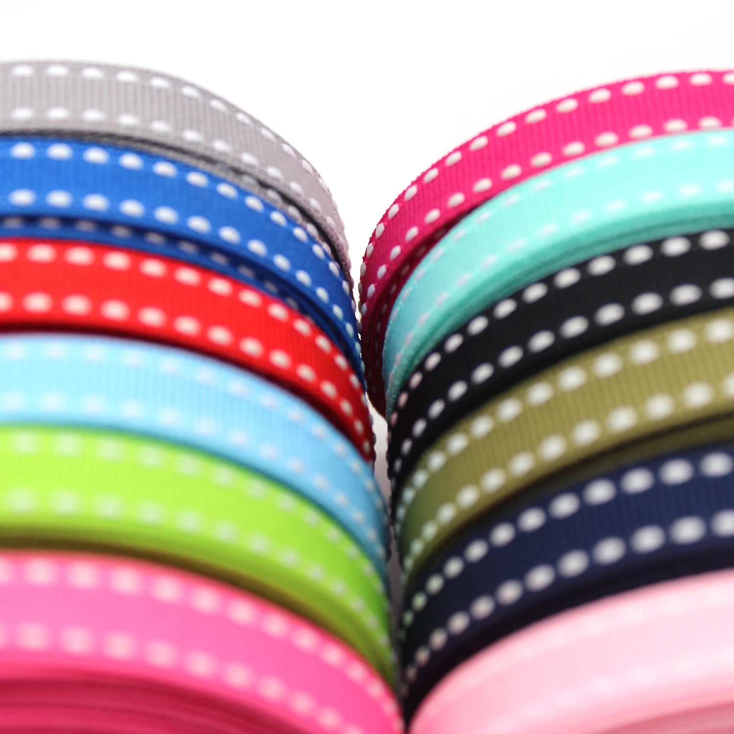 5 Yards/Lot 10 MM Stitch Grosgrain Ribbon DIY Bows Wedding Gift Wrapping Party Decoration Christmas Sewing