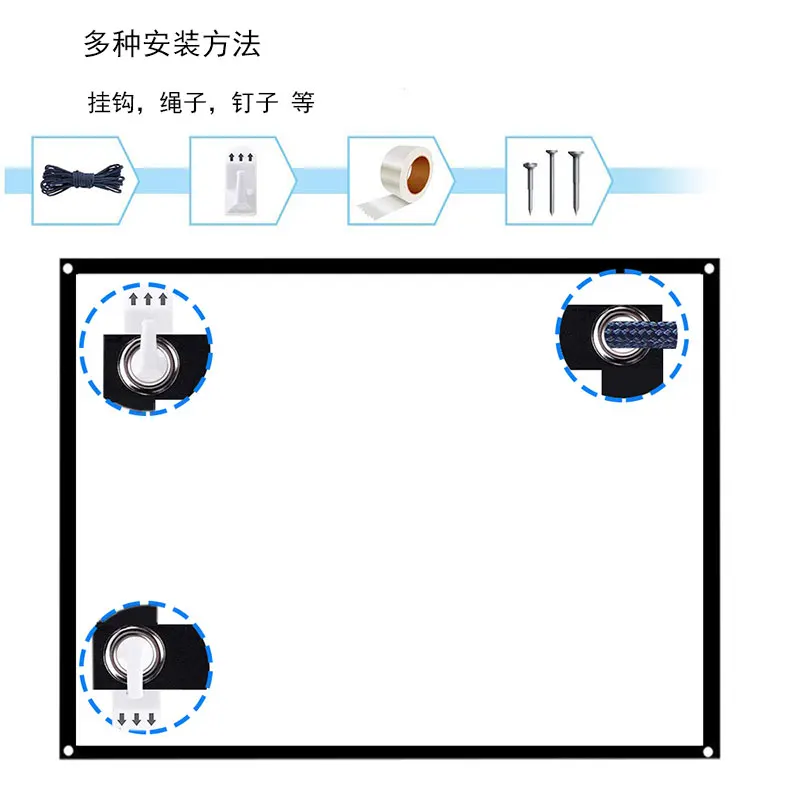 Thinyou-tela de projetor dobrável e simples, 60 polegadas, 72 polegadas, 84 polegadas, 100 polegadas, 120 polegadas, 150 polegadas, tela hd 16:9