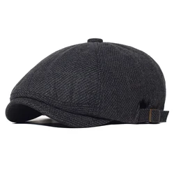 Casquette de livreur de journaux à carreaux, décontractée, pour l'extérieur, Gatsby, béret rétro, chapeau octogonal, mode, solide, plat